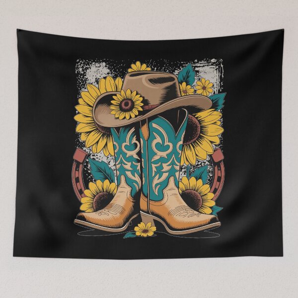 Item preview, Western Cowboy Boot Horseshoe Sunflower designed and sold by JonGogue.