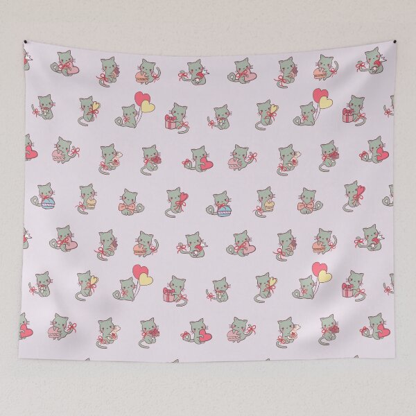 Item preview, Valentine’s Day Cats (Pink) designed and sold by HarunaMcDesigns.