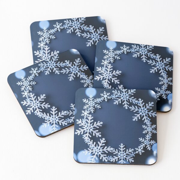 Item preview, Elegant silver snowflake wreath with glowing blue bokeh holiday background designed and sold by Mimoshi ⭐⭐⭐⭐⭐.