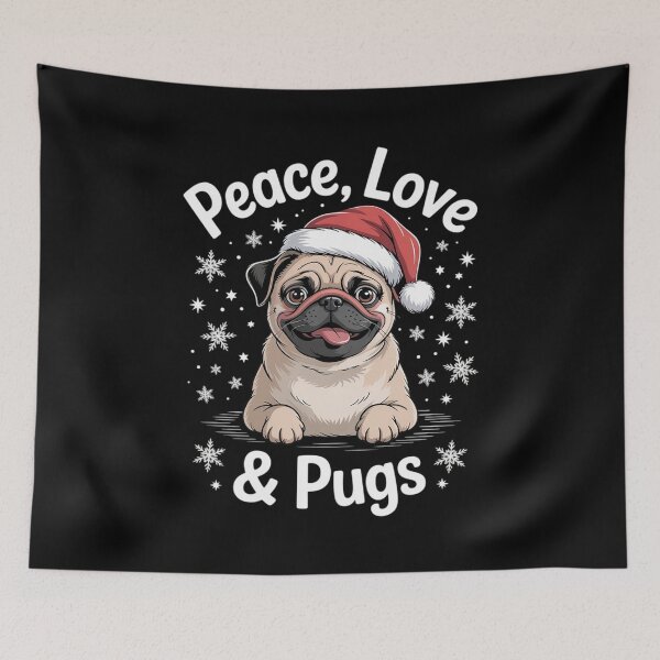 Item preview, Christmas Santa Pugmas Peace Love Pug Lovers  designed and sold by Belkisallen.