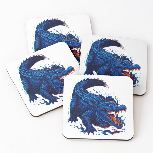 Item preview, Neon Blue Crocodile – Fierce Cyber Reptile Art designed and sold by GlowAIDesigns.