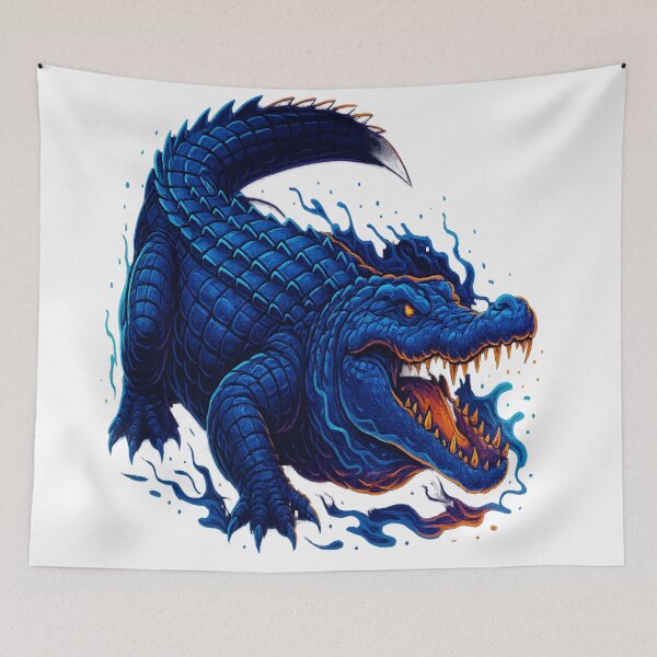 Item preview, Neon Blue Crocodile – Fierce Cyber Reptile Art designed and sold by GlowAIDesigns.