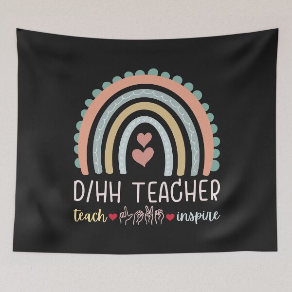 Item preview, D/HH Teacher – ASL Deaf and Hard of Hearing Educator Rainbow designed and sold by Pingestre.