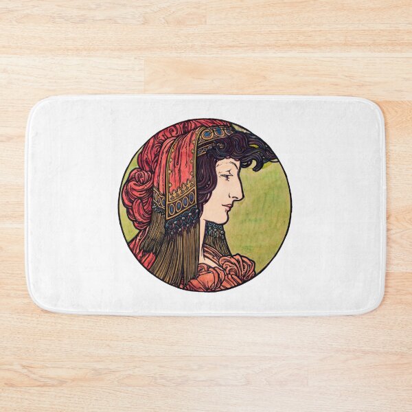 Item preview, Art Nouveau Inspired Portrait of Woman with Ornate Headdress and Jewelry in Circular Frame designed and sold by portokalis.
