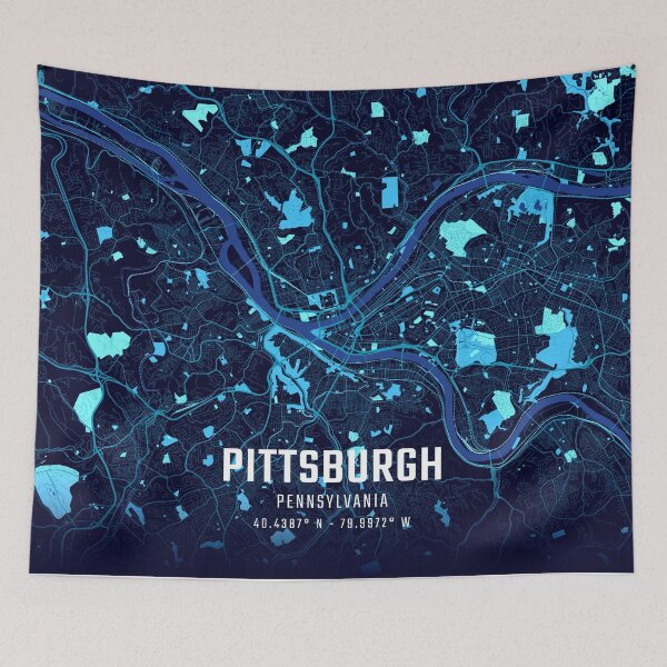 Item preview, Pittsburgh Midnight City Map designed and sold by HomeLivingCo.