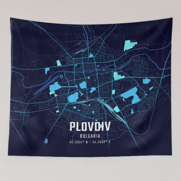 Item preview, Plovdiv Midnight City Map designed and sold by HomeLivingCo.