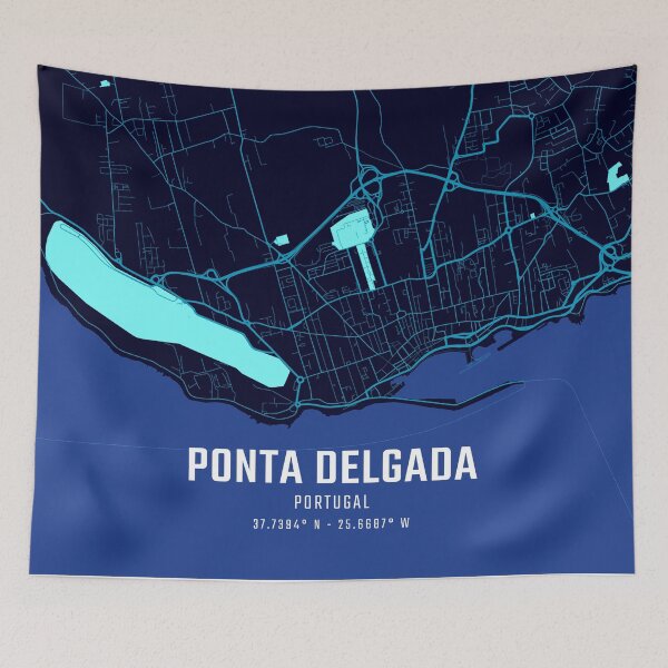 Item preview, Ponta Delgada Midnight City Map designed and sold by HomeLivingCo.