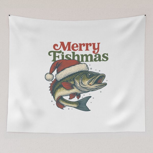 Item preview, Merry Fishmas Bass Illustration | Christmas Fishing Artwork designed and sold by Sonchai Paladsai.