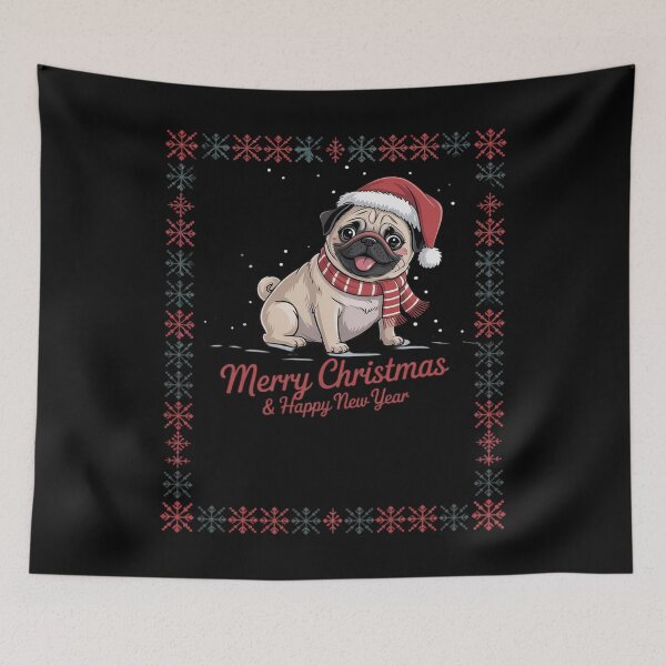 Item preview, Christmas Santa Pug Merry Pugmas Santa Hat Cute Dog 12  designed and sold by Belkisallen.