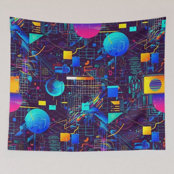 Item preview, Digital Neon Geometry Cyber Pattern designed and sold by jumpercat.