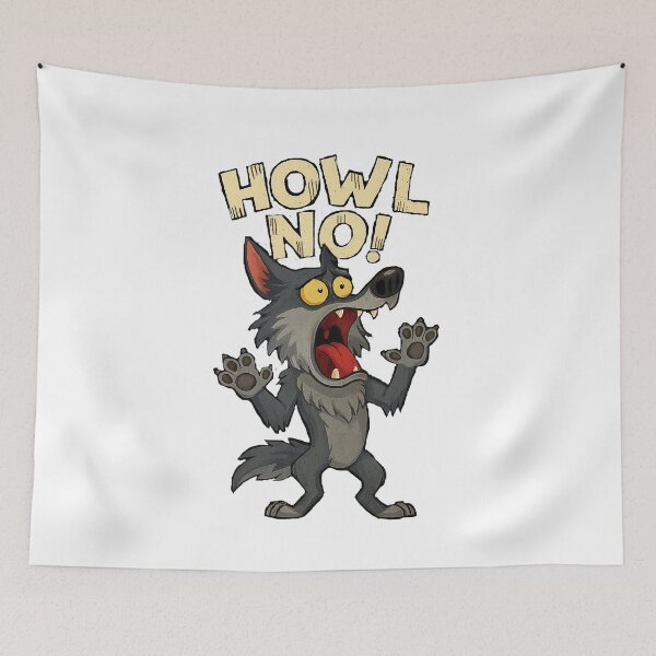 Item preview, Howl No – Cartoon Wolf Parody Reaction Artwork designed and sold by denip.