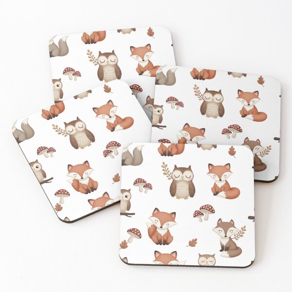 Item preview, Cute Woodland Fox & Owl Pattern designed and sold by jumpercat.