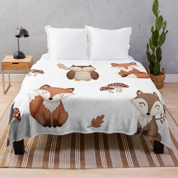 Item preview, Cute Woodland Fox & Owl Pattern designed and sold by jumpercat.