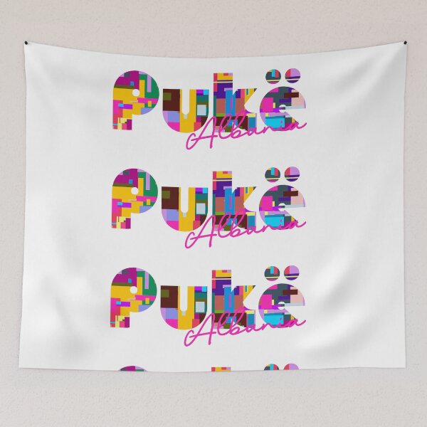 Item preview, Pukë, Albania, Vibrant Abstract City Typography Art designed and sold by Wanderful-roads.