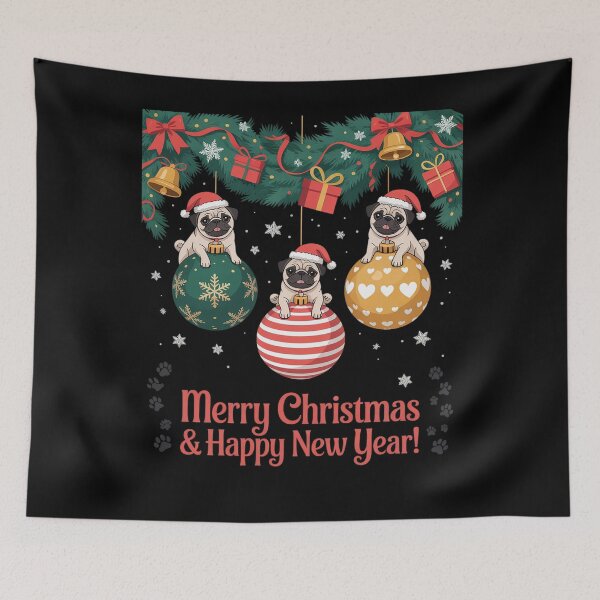 Item preview, DogPug Christmas Ornament Santa Reindeer Pugmas Xmas designed and sold by THagBlue.