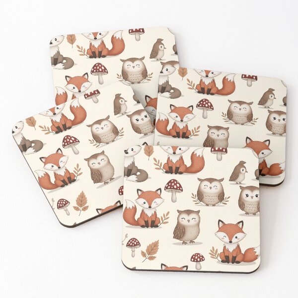 Item preview, Sweet Foxes, Owls & Mushrooms Pattern designed and sold by jumpercat.
