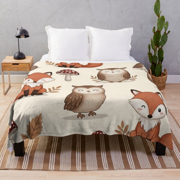 Item preview, Sweet Foxes, Owls & Mushrooms Pattern designed and sold by jumpercat.