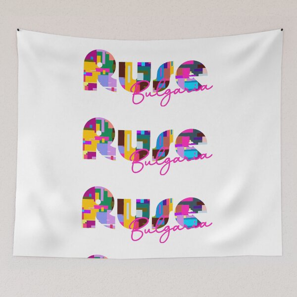 Item preview, Ruse, Bulgaria, Vibrant Abstract City Typography Art designed and sold by Wanderful-roads.