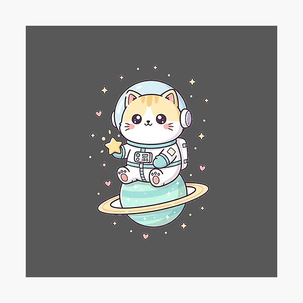 Item preview, Kawaii Astronaut Cat in Space | Cute Chibi Kitten Space Design designed and sold by DarkNight9.