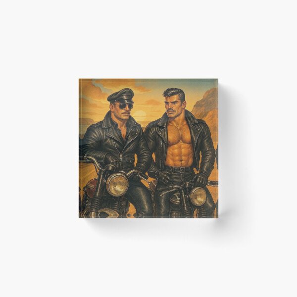 Item preview, 1940s Vintage Pointillism Leather Daddy Berlin Bikers Leather Bar Pride Tom of Finland Tribute Graphic Design designed and sold by ItsAKinkThing.
