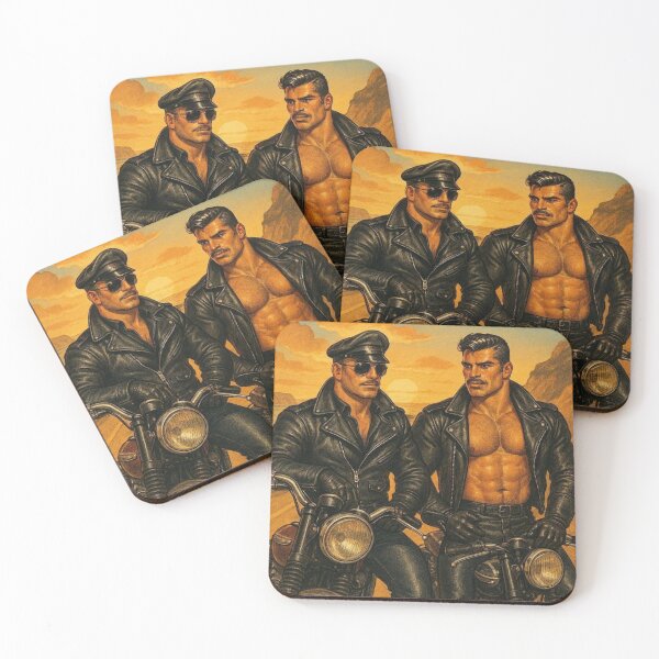 Item preview, 1940s Vintage Pointillism Leather Daddy Berlin Bikers Leather Bar Pride Tom of Finland Tribute Graphic Design designed and sold by ItsAKinkThing.