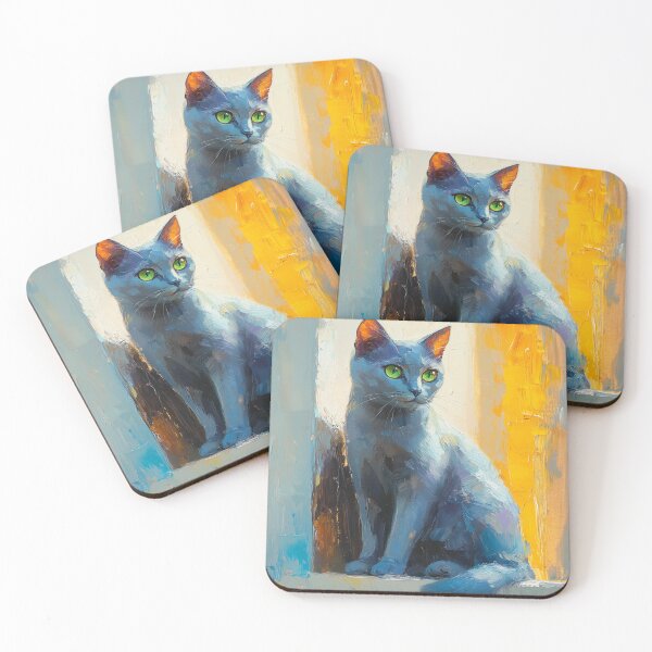 Item preview, Russian Blue Cat Sunset Balcony Moment designed and sold by CuongArtLab.