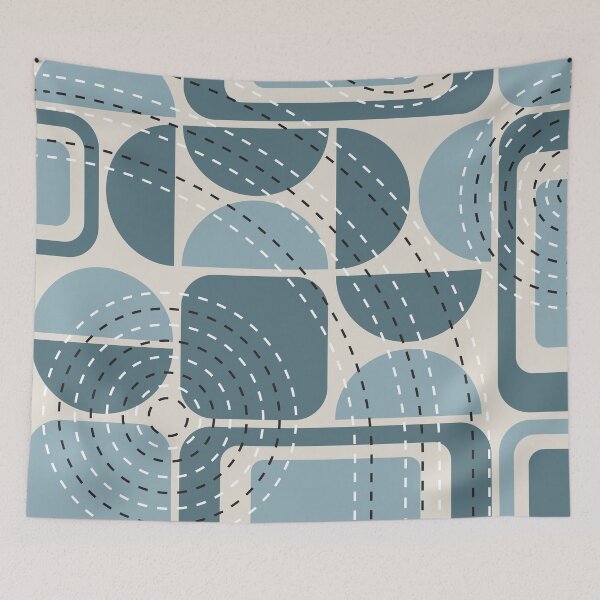 Item preview, Mid Century Modern Geometric Pattern Blue designed and sold by Vector&Repeat.
