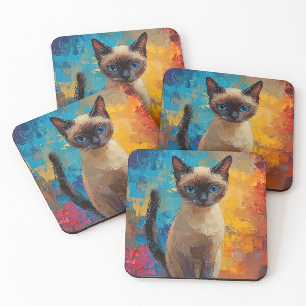 Item preview, Azure-Gazed Siamese — Vivid Brushstroke Portrait designed and sold by CuongArtLab.