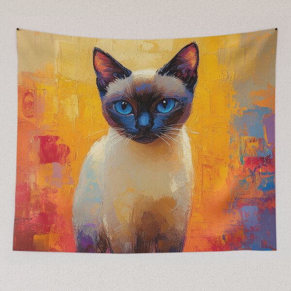 Item preview, Siamese in Colorstorm — Expressive Impressionist Cat designed and sold by CuongArtLab.