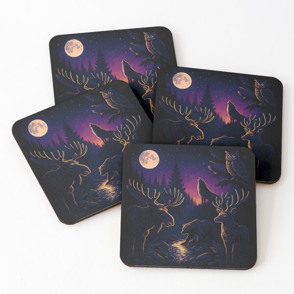 Item preview, Moonlit Forest Wildlife - Bear Wolf Deer Nature designed and sold by ZBIFBOUETLA.