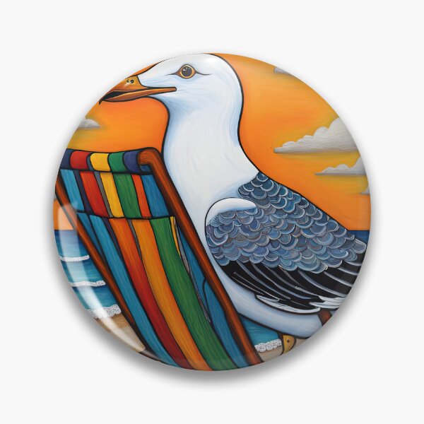Item preview, Folk Art Seagull relaxing on a Deckchair designed and sold by Colin Bentham.