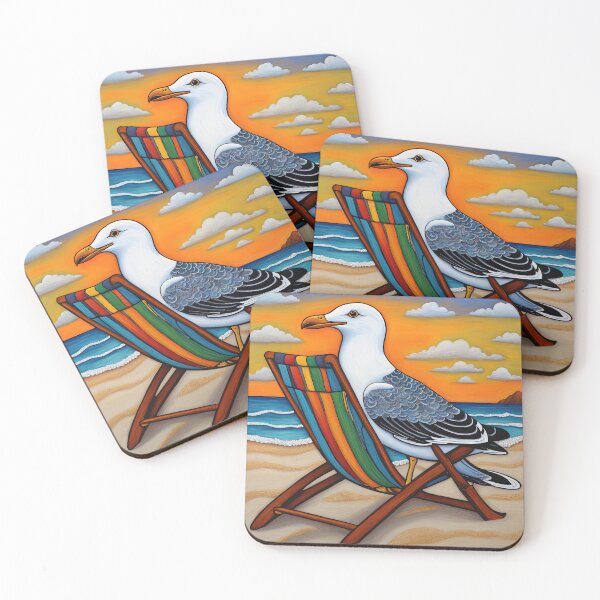 Item preview, Folk Art Seagull relaxing on a Deckchair designed and sold by Colin Bentham.