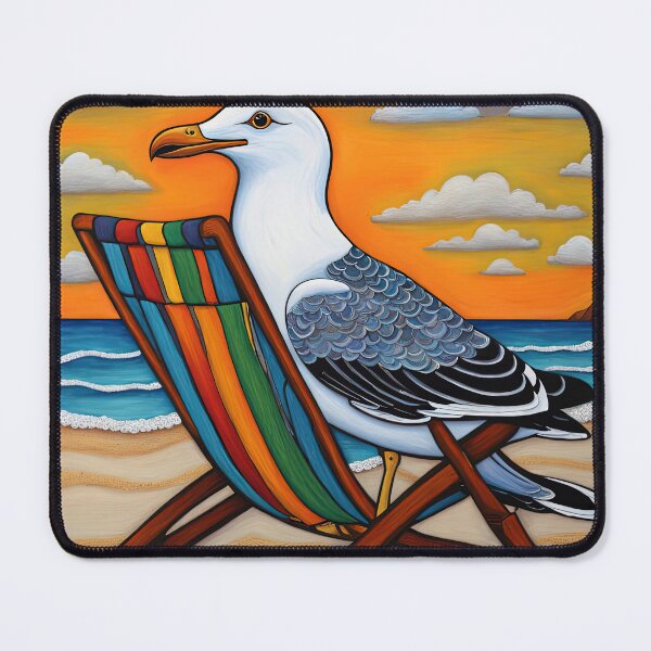 Item preview, Folk Art Seagull relaxing on a Deckchair designed and sold by Colin Bentham.
