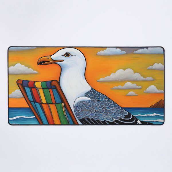 Item preview, Folk Art Seagull relaxing on a Deckchair designed and sold by Colin Bentham.