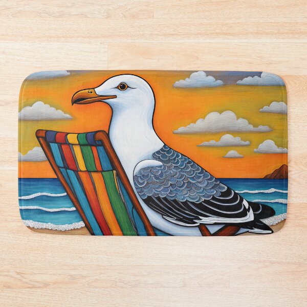 Item preview, Folk Art Seagull relaxing on a Deckchair designed and sold by Colin Bentham.