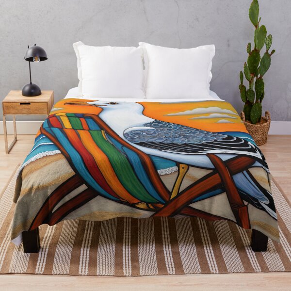 Item preview, Folk Art Seagull relaxing on a Deckchair designed and sold by Colin Bentham.