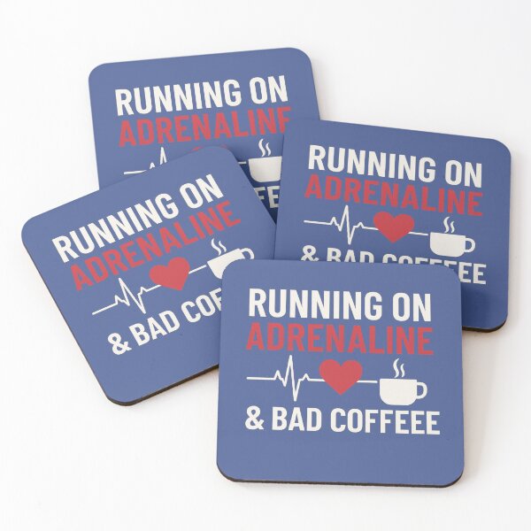 Item preview, Running on Adrenaline & Bad Coffee — Funny Paramedic & EMT Shirt designed and sold by Laughprints.