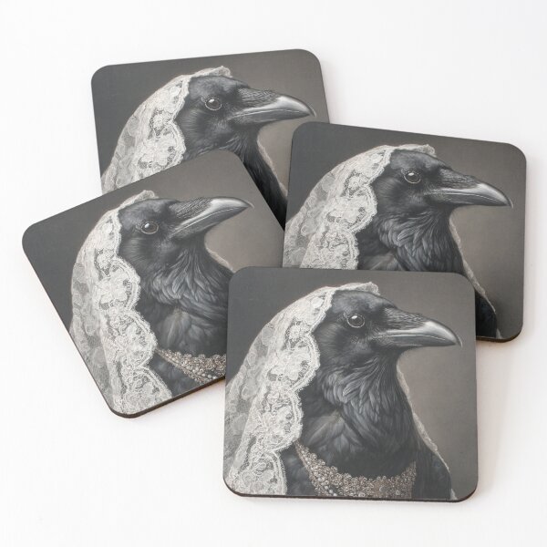 Item preview, Victorian Lady Crow Portrait With Lace Veil designed and sold by SpecInkStudio.