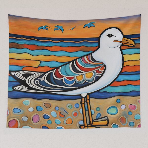 Item preview, Folk Art Seagull relaxing on a Deckchair designed and sold by Colin Bentham.