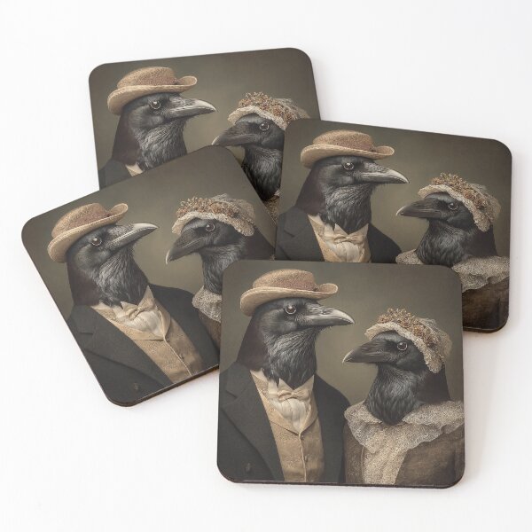 Item preview, Victorian Crow Couple Portrait Elegant Vintage Bird Art designed and sold by SpecInkStudio.