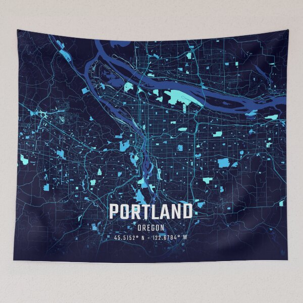 Item preview, Portland Midnight City Map designed and sold by HomeLivingCo.