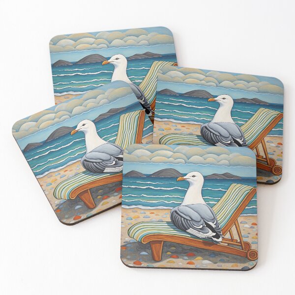 Item preview, Folk Art Seagull relaxing on a Deckchair designed and sold by Colin Bentham.