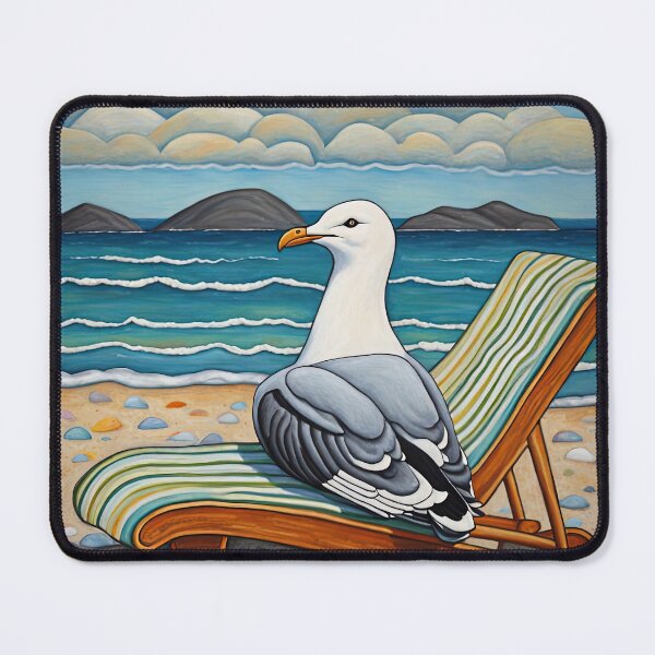 Item preview, Folk Art Seagull relaxing on a Deckchair designed and sold by Colin Bentham.