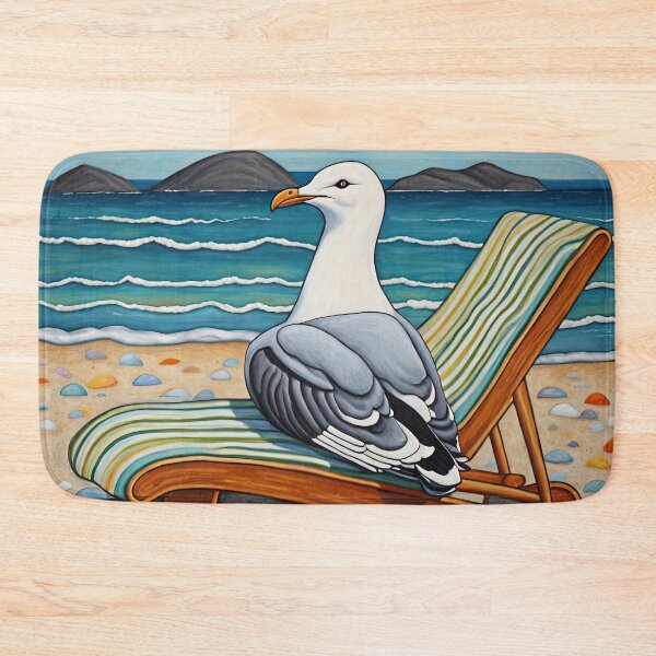 Item preview, Folk Art Seagull relaxing on a Deckchair designed and sold by Colin Bentham.