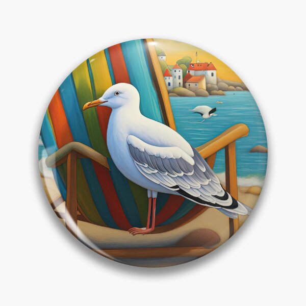 Item preview, Folk Art Seagull relaxing on a Deckchair designed and sold by Colin Bentham.