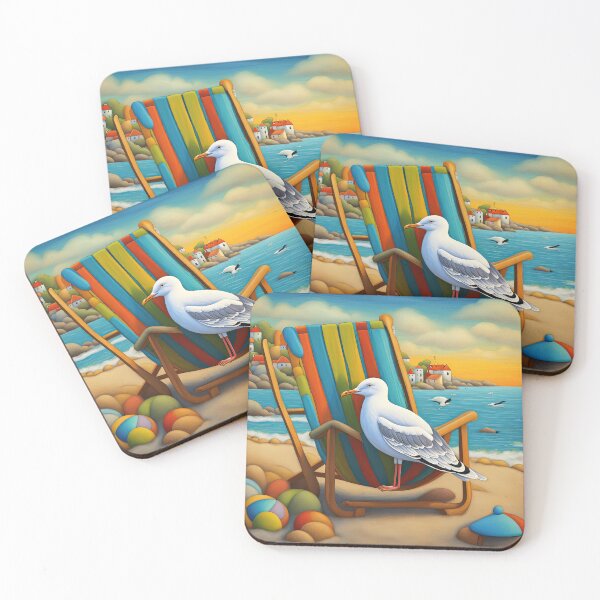 Item preview, Folk Art Seagull relaxing on a Deckchair designed and sold by Colin Bentham.