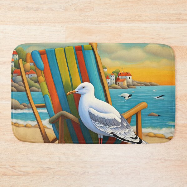 Item preview, Folk Art Seagull relaxing on a Deckchair designed and sold by Colin Bentham.