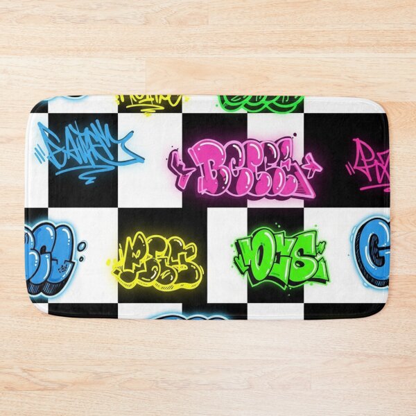 Item preview, Neon Graffiti Tags Checkerboard Pattern designed and sold by jumpercat.