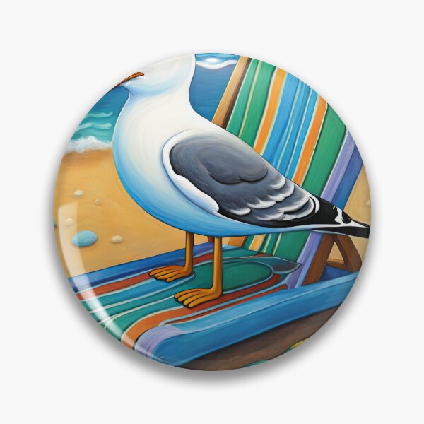 Item preview, Folk Art Seagull relaxing on a Deckchair designed and sold by Colin Bentham.