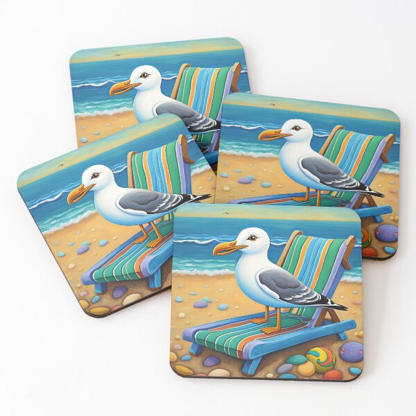 Item preview, Folk Art Seagull relaxing on a Deckchair designed and sold by Colin Bentham.